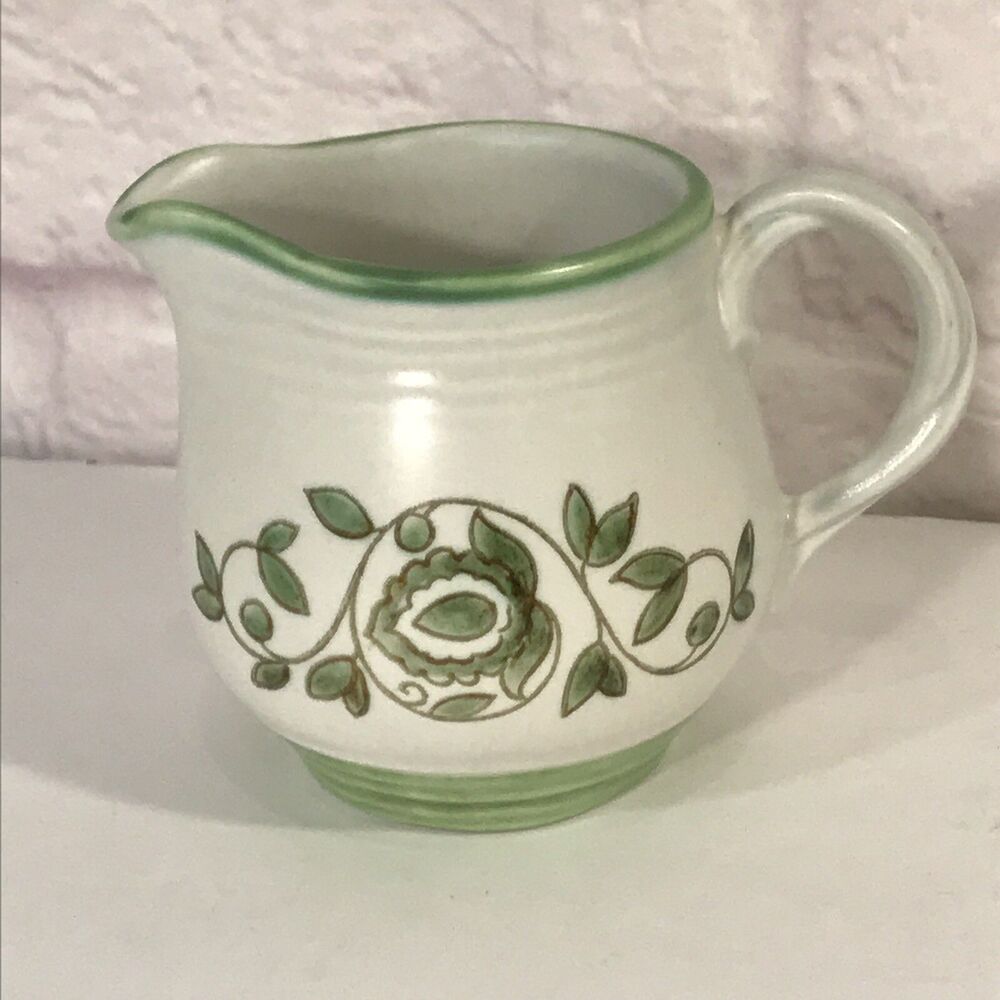Vintage Metlox Mission Verde Poppytrail 3 1/2" Creamer Green Floral Vines 1960's - Picture 1 of 6